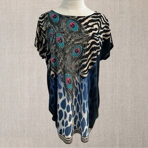 Christina Lee France Animal Print T-Shirt Blouse